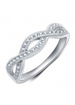 925 Sterling Silver Interlaced Love Diamond Inlaid Ring For Women 
