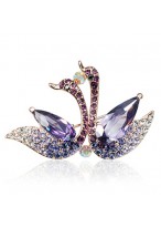European And American Purple Upscale Delicate Purple Swan Pendant Diamond Brooch 