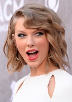 Taylor Swift Kurze Lace Front Braune Wellen Synthetische Perücke 