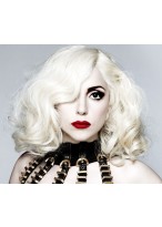 Weibliche Gaga Spitzenfront Mittellange Wellen Synthetische Perücke 