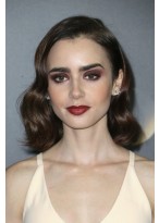 Lily Collins Wellige Mittellange Lace Front Perücke 