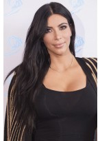 Kim Kardashian's Fashion Mittelgeteilte Wellige Lace Front Echthaar Perücke 