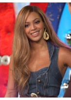 Beyonce Lange Seitenscheitel Hellbrünette Haarstil 