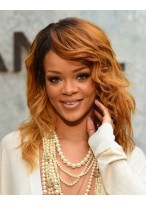 Rihanna Lange Stufige Locken Perücke 