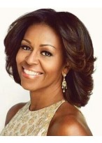 Michelle Obama Mittellange Wellen Perücke 